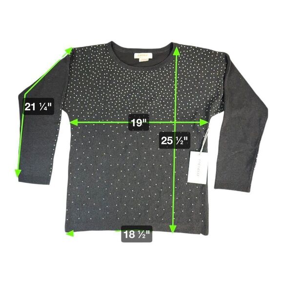 Cocobleu New York Medium Gray Sweater W/ White Dots & Long Sleeves NEW W/ Tags - Picture 4 of 5